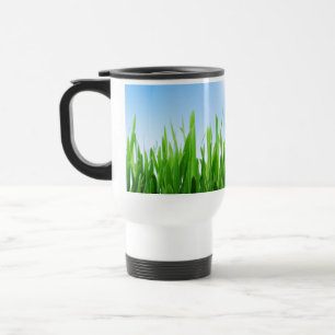Taza De Viaje Plantilla de texto personalizado de hierba verde c