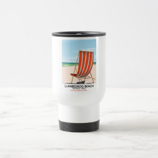 Taza De Viaje Playa de Llanrog, poster costero de Gwynedd Gales