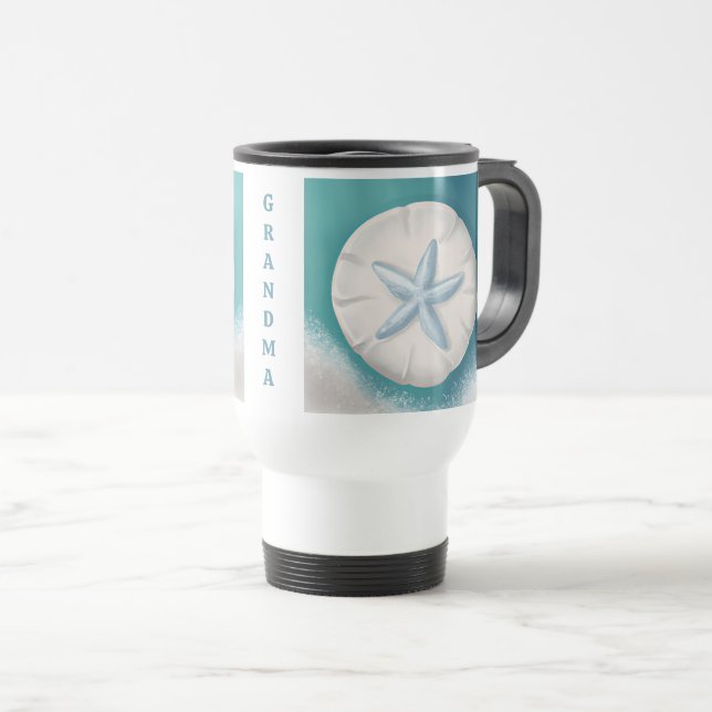 Taza De Viaje Playa personalizada de Starfish Verde azulada de b (Anverso derecho)