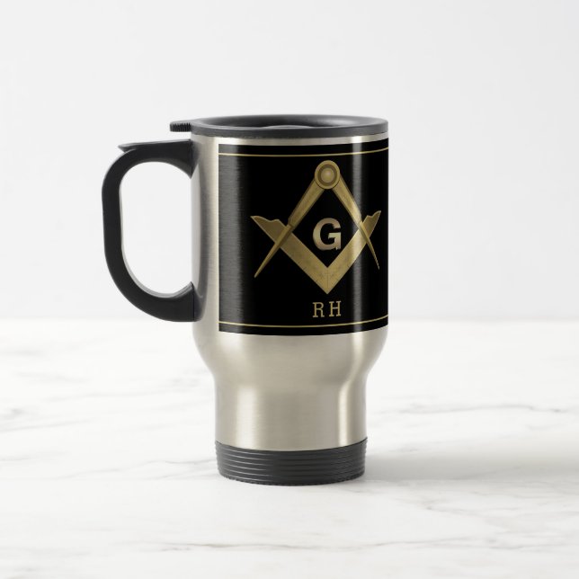 Taza De Viaje Plaza Clásica y brújula Monogramada (Izquierda)