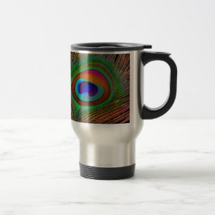 Taza De Viaje Pluma de pavo real de cobre vibrante