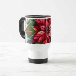 Taza De Viaje Poinsettia de vidrio templado personalizado