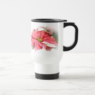 Taza De Viaje Poinsettia en rojo y blanco