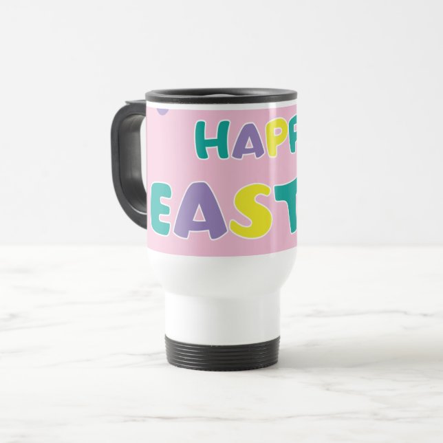 Taza De Viaje Polka Dots Pastel Pink Happy Easter (Anverso izquierdo)
