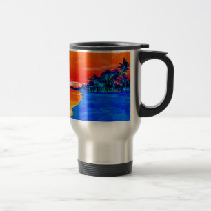 Taza De Viaje Pop Art Exotic Beach Palm Trees