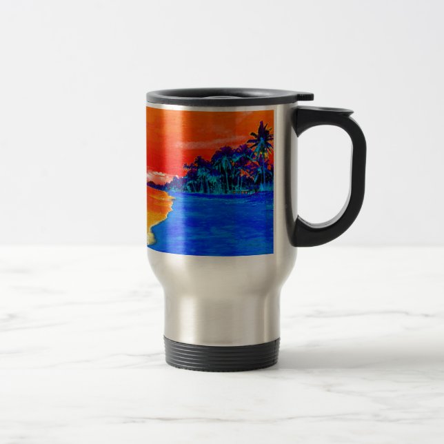 Taza De Viaje Pop Art Exotic Beach Palm Trees (Derecha)