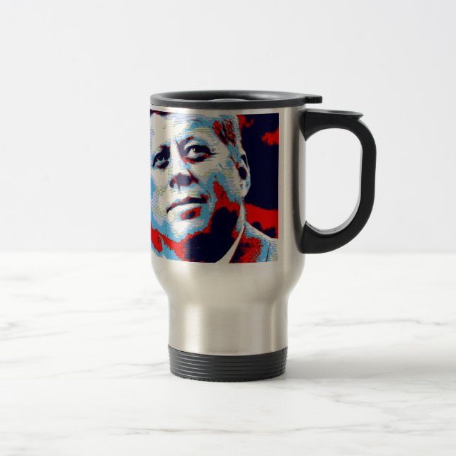 Taza De Viaje Pop Art JFK John F. Kennedy Blue (Derecha)