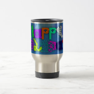 Taza De Viaje Pop Colorful Happy Holidays Travel Mug