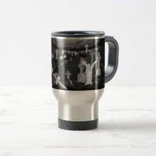 Taza De Viaje Por la noche en el cementerio - Ángel con el diabl