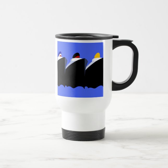 Taza De Viaje Poster Art Deco de los buques de crucero de época (Derecha)