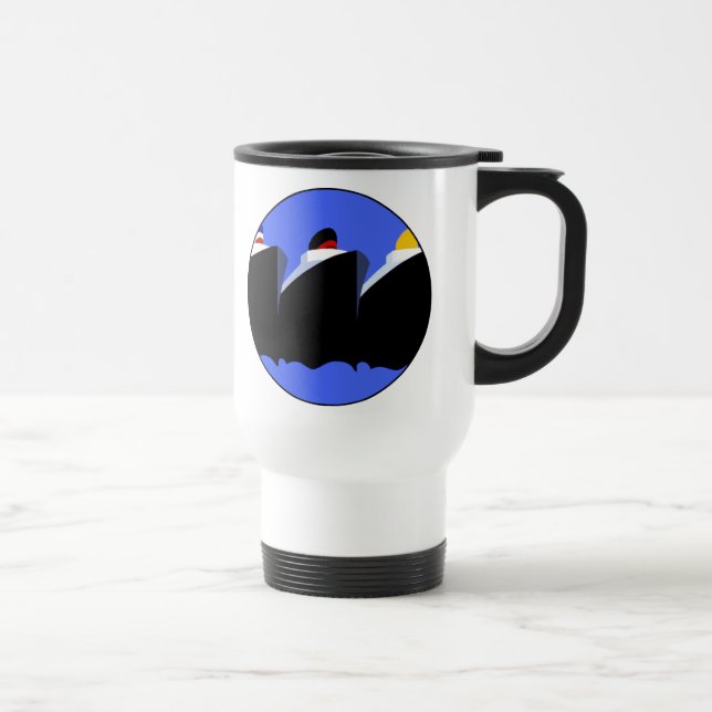Taza De Viaje Poster Art Deco de los buques de crucero de época (Derecha)