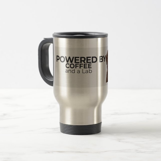 Taza De Viaje Powered by Coffee and a Lab Stainless Travel Mug (Anverso izquierdo)