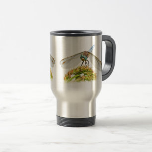 Taza De Viaje Pradera de libélula azul, fauna y flora