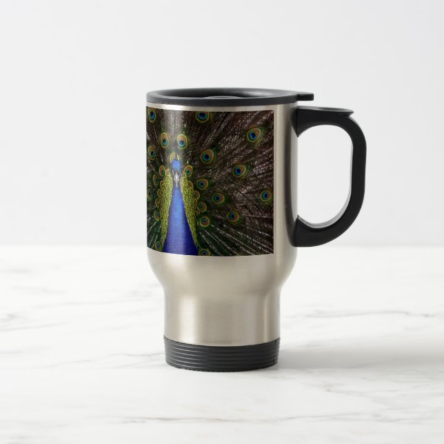 Taza De Viaje Presentes de los regalos del azul real del pavo (Derecha)