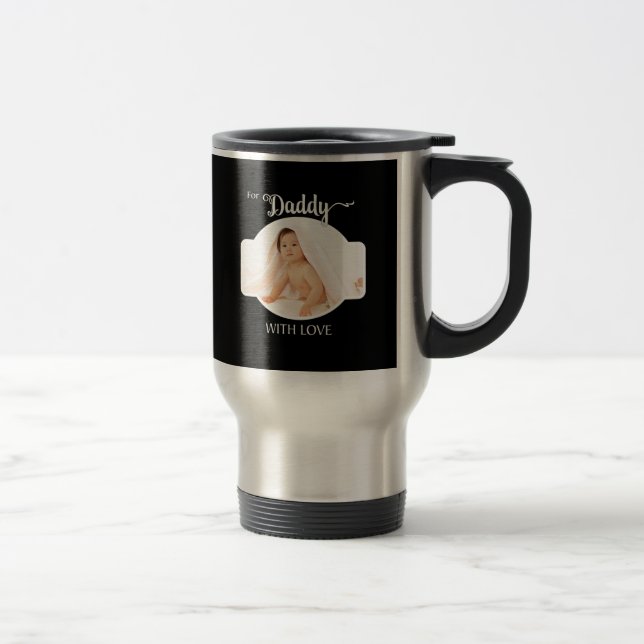 Taza De Viaje Primer Día del Padre Foto de Personalizado Negro / (Derecha)