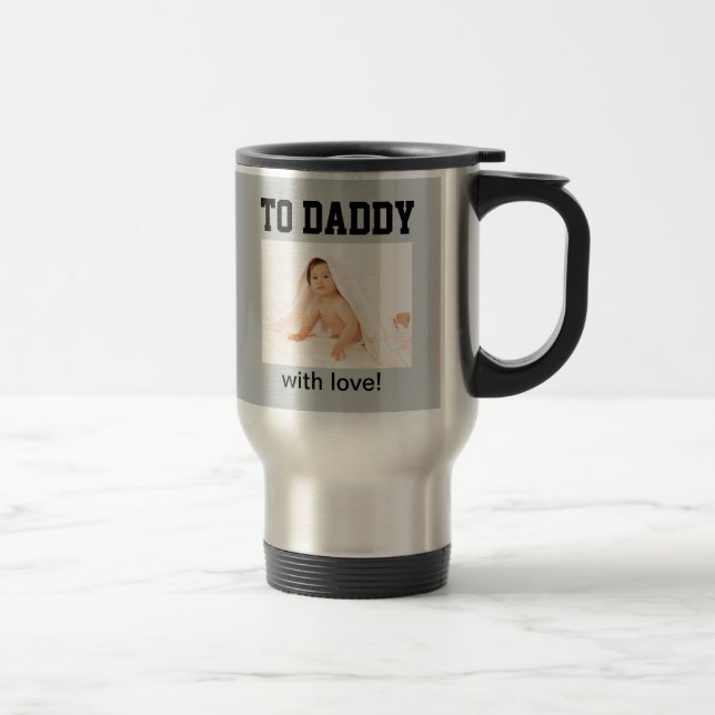 Taza De Viaje Primer Día del Padre - Foto Personalizado/Año (Derecha)