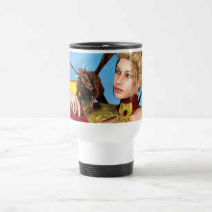 Taza De Viaje Princesa Dragón Fantasía Arte Digital