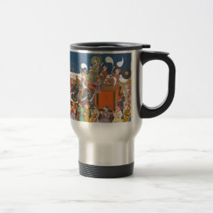 TAZA DE VIAJE PROCESIÓN REAL ANTIGUA DEL ELEFANTE DE LA INDIA