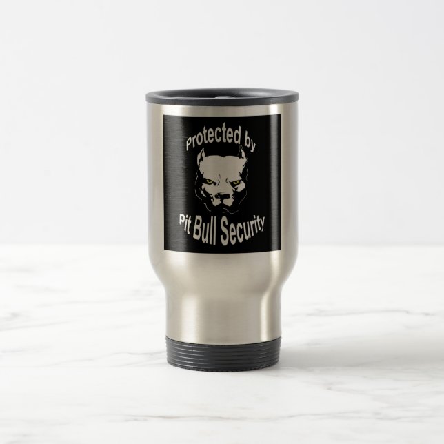 Taza De Viaje Protegido por seguridad del pitbull (Centro)