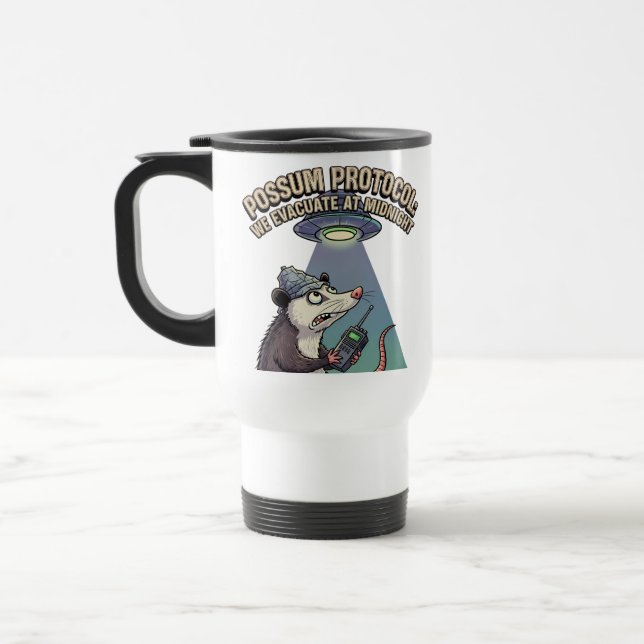 Taza De Viaje Protocolo de Possum: Evacuamos En La Mug Nocturna (Izquierda)