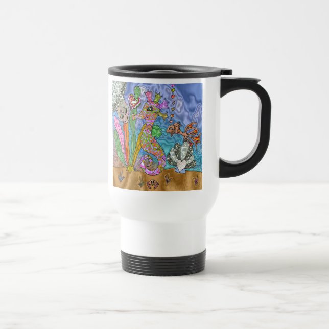 Taza De Viaje Psicodelia Seahorse Sea Turtle Art (Derecha)