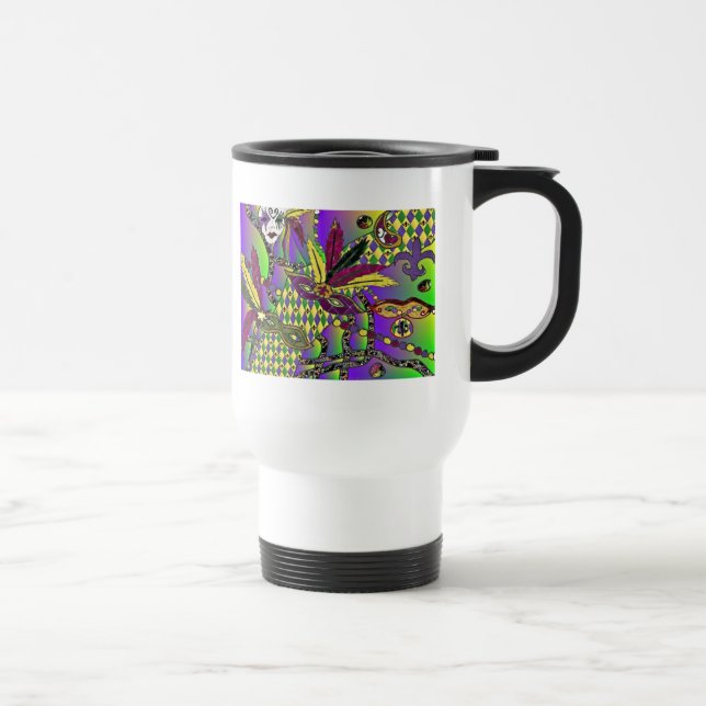 Taza De Viaje Psicodelic Mardi Gras Feather Mask Gifts Appartal (Derecha)
