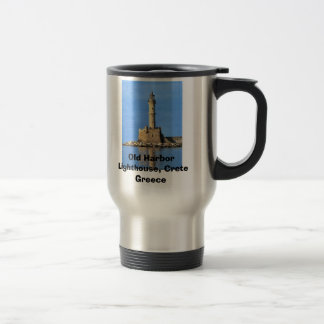 Taza De Viaje Puerto viejo de Creta Grecia del faro, puerto