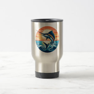 Taza De Viaje Puesta de sol de marlín costero/naútico/de playa p