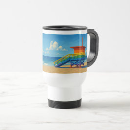 Taza De Viaje Puesto de vigilancia del arco iris de la playa de