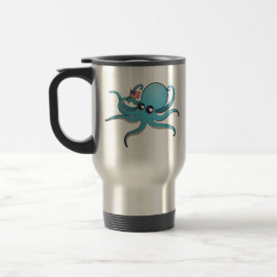 Taza De Viaje Pulpo sosteniendo la bandera estadounidense