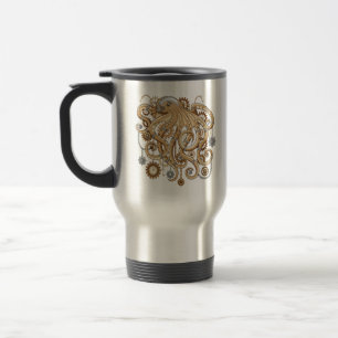 Taza De Viaje Pulpo Steampunk Retro Fantasía Mecánica