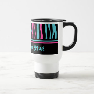 Taza De Viaje Punk de huellas de cebra en rosa, negro y azul cal