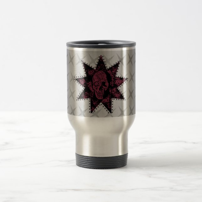 Taza De Viaje Punk Skull Mug (Rosa oscuro) (Centro)