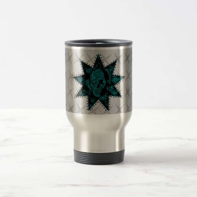 Taza De Viaje Punk Skull Mug (Verde azulado) (Centro)