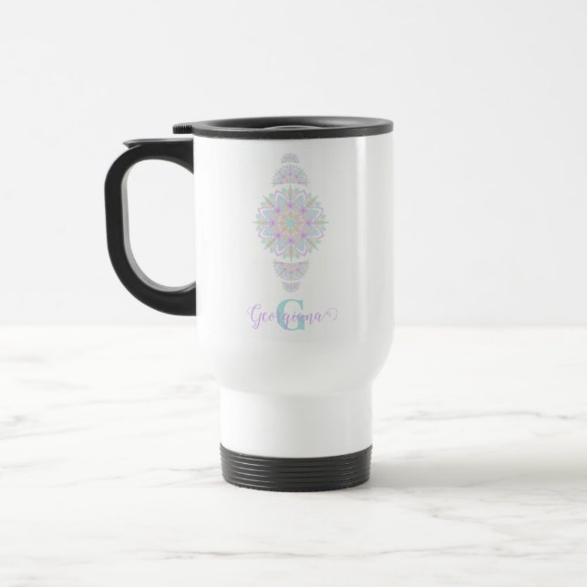 Taza De Viaje Punto ornamental del arcoiris Pastel personalizado (Izquierda)