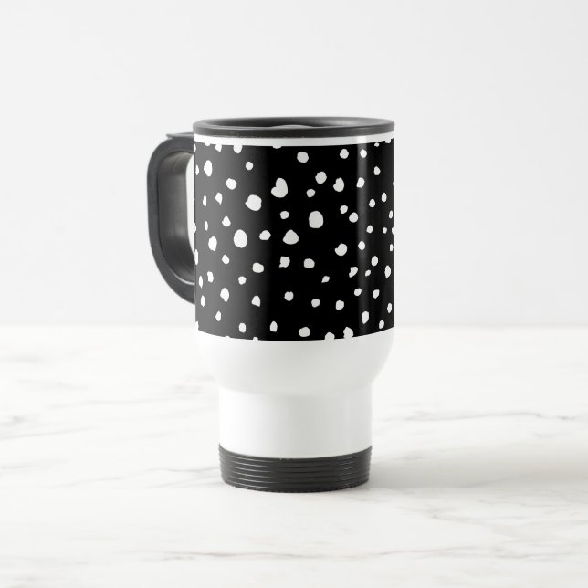 Taza De Viaje Puntos dálmatas, puntos dálmatas, blanco y negro (Anverso izquierdo)