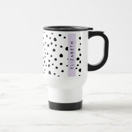 Taza De Viaje Puntos dálmatas, puntos, negro y blanco, tu nombre