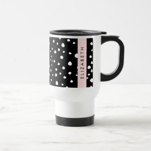 Taza De Viaje Puntos dálmatas, puntos, negro y blanco, tu nombre
