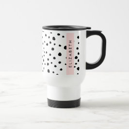 Taza De Viaje Puntos dálmatas, puntos, negro y blanco, tu nombre