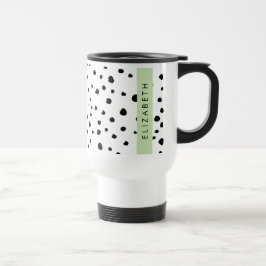 Taza De Viaje Puntos dálmatas, puntos, negro y blanco, tu nombre