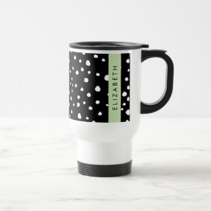 Taza De Viaje Puntos dálmatas, puntos, negro y blanco, tu nombre