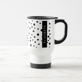 Taza De Viaje Puntos dálmatas, puntos, negro y blanco, tu nombre