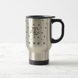 Taza De Viaje Puntos de polka azul y verde personalizados