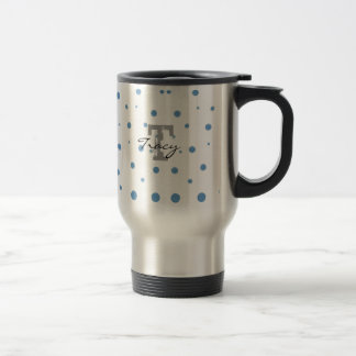 Taza De Viaje Puntos de polka azul y verde personalizados