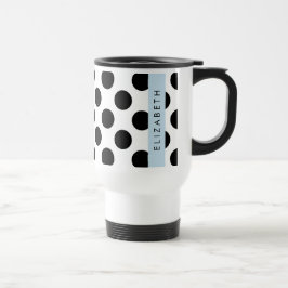 Taza De Viaje Puntos de Polka blancos y negros, punteados, tu no