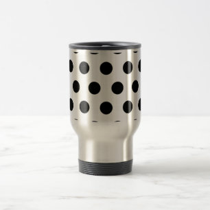 Taza De Viaje Puntos de polka negro sobre fondo blanco