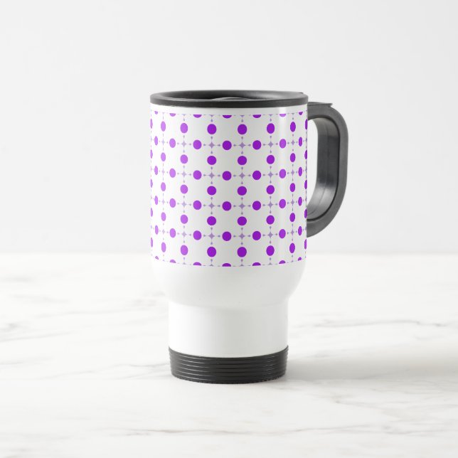 Taza De Viaje Puntos de Polka Púrpura, Patrón De Punto De Polka, (Anverso derecho)