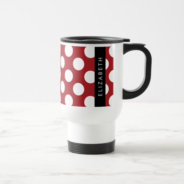 Taza De Viaje Puntos de Polka Rojo, Patrón de Punto de Polka, Su (Derecha)