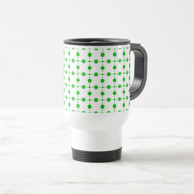 Taza De Viaje Puntos de Polka Verde, Patrón De Punto De Polka, P (Anverso derecho)