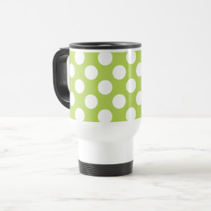 Taza De Viaje Puntos de Polka Verde, Patrón De Punto De Polka, P